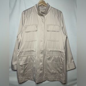 Chico's Light Beige Rayon Cinched Waist Utility Jacket